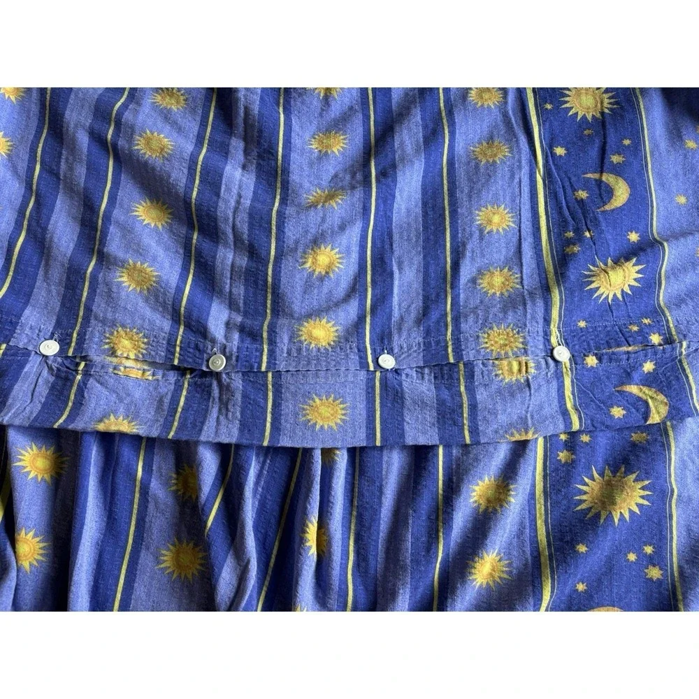 Vintage 90s Celestial‎ Sun Moon Twin Duvet Cover Blue Yellow Stripe 72